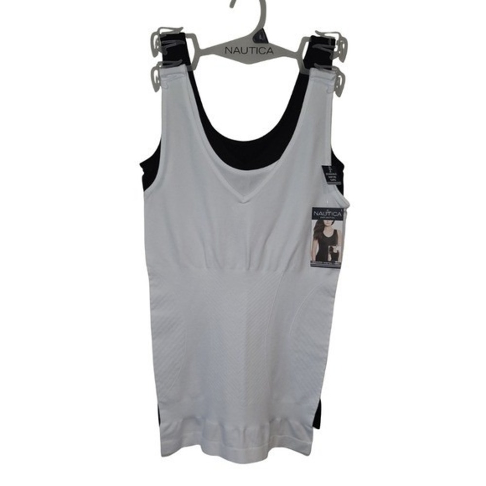 Nautica Seamless Shaping Camis Shapers Shapewear White and Black Tank New Med